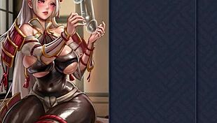 Rin jerks dick in kinky anime game