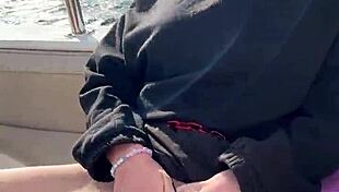 Public sex unfolds as teen couple bangs wildly on a yacht under open sky