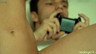 blonde babe angelika grays fucks her boyfriend while he plays video game