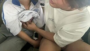 Perverted Japanese couple gets off on public car sex thrill.