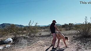 Blonde Couple Has Rough Sex On The Side Of The Road In Desert