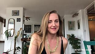 sexy sarah teases with her perky tits while fingering herself to orgasm in solo masturbation