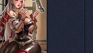 Rin jerks dick in kinky anime game