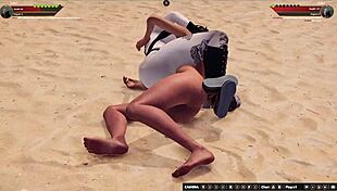 Draka and Greta go head-to-head in a naked 3D wrestling fight, featuring intense face sitting and muff diving. 💪😏