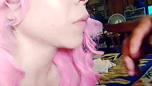 Swallowing that big cock with my big tits