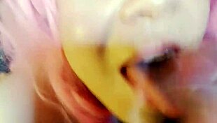 Swallowing that big cock with my big tits