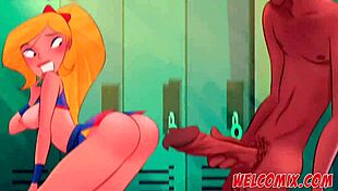 in this hentai basketball game, college perverts chase blonde teen with big cocks