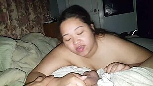 Asian wife sucks dick in homemade blowjob!
