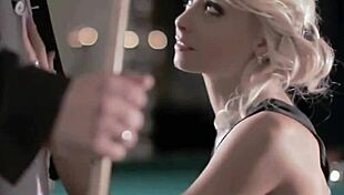 Blonde gives CFNM blowjob leading to wild cumshot