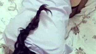 Wanna see this Asian girlfriend in black stockings getting doggystyle?