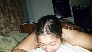 Asian wife sucks dick in homemade blowjob!