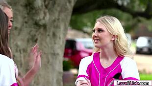 three hot sluts licking pussy in group masturbation fun