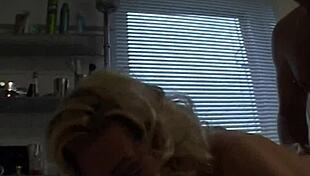 sneaky guy fucks sexy blonde milf's asshole in lingerie, anal blowjob and facial cumshot