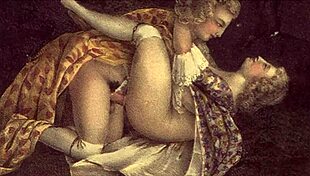 Vintage illustration captures antique cartoon scenes from retro era