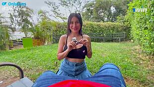 Colombian Couple Fucks Outdoors In Public Park, Removing Condom For Facial And Squirting