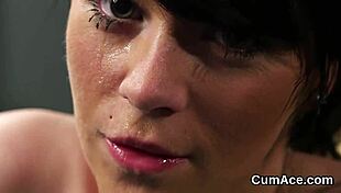 Spicy model sucks and swaps cum, getting a facial cumshot on her face