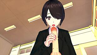 In this 3d hentai, the female boss rides her employee during training.