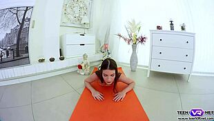 VR Hot Teen Performs Yoga Solo Pussy Masturbation with Dildo and Toys