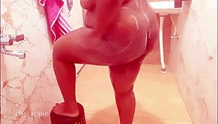 Bengali wife takes a steamy bath, showing off her big tits!