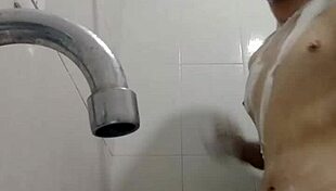 enjoying a rich bath with big cock