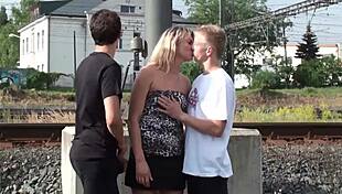want to see cum on milf's face in public threesome?