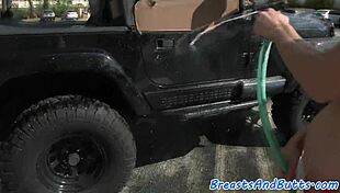 Busty Amateur Sucks Cock Then Rides Outdoors Boldly