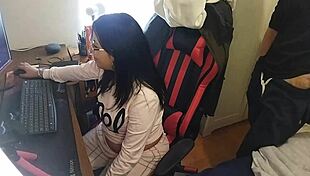 European babe sucks big cock on webcam, masturbating with toys while users watch.