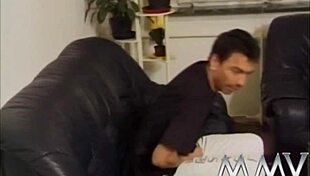 Horny Bitch Takes Two Cocks In Retro Threesome