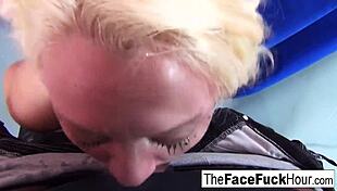i watched this cute blonde get her face fucked rough by two cocks