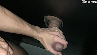 glory hole amateur big dick getting double blowjob red