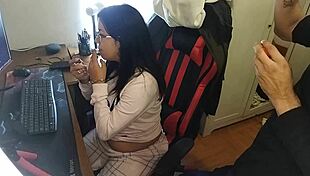 European babe sucks big cock on webcam, masturbating with toys while users watch.