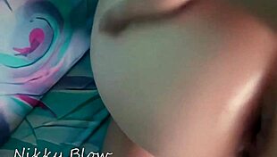 Oiled pussy and ass fucked and covered with cum in intense POV cumshot session