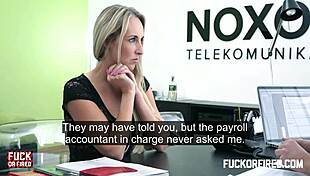 Hot blonde offers her ass for a raise at work. She gets assfucked and cumshot in roleplay