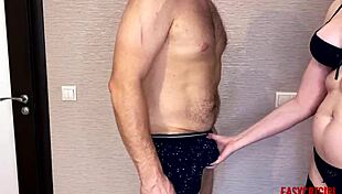 russian slut tests impotent husband's small dick.