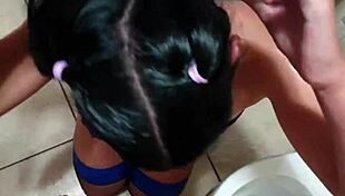 Does This Emo Bondage Slut Want To Drink Piss And Suck Cock In The Toilet?