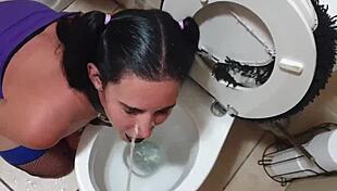 Does This Emo Bondage Slut Want To Drink Piss And Suck Cock In The Toilet?