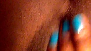 Ebony Woman Fingers Her Pretty Pussy In Close-Up Masturbation