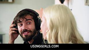 Big tits blonde teen gets fucked hard by boyfriend in front of friends.