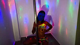 Stepmother Dances on Pole in Religious Clothes. Stepson Fucks Her Hard.