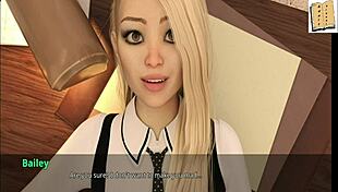 blonde cheerleader in office with teacher