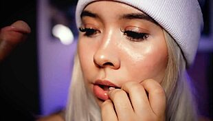 Blonde BBW Latina demonstrates deepthroat and blowjob skills with big ass