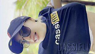 Blonde latina with tattoo depilates pussy to drive him wild watching her clit during blowjob