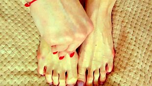 She plays with her sexy legs.