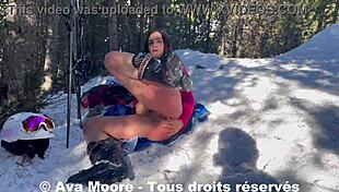 ava moore surprises skiers with ass fucking in public