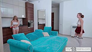 hot 18+ lesbian babes fuck with fingers and dildo