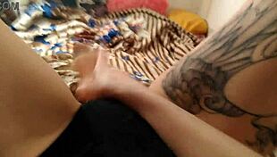 Horny babe self-fucks with big dildo, what a sight!