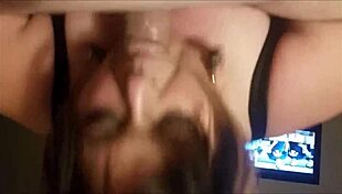 Cock hungry BBW milf sucking big cock in homemade POV blowjob.