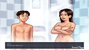 In Summertime Saga, Stepsister Gives Intense Deepthroat Blowjob In Shower