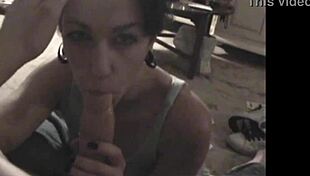 Ali gives blowjob to big dick in closeup view