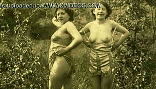 Vintage Lesbians Loving Nature in Outdoor Group Fun